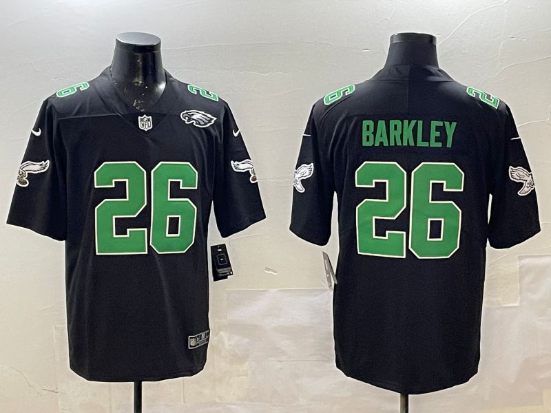 Men Philadelphia Eagles #26 Barkley Black green Throwback 2025 Nike Limited NFL Jersey style 1